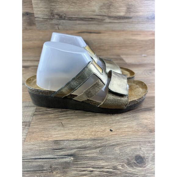 NAOT Bronze Leather Slide Comfort Sandals Size 38/ 7 - Picture 3 of 10